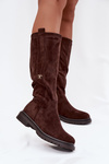 Women's Fur-lined Boots Flat Heel Eco Suede Chocolate Delyssa