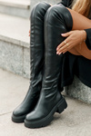Knee High Platform And Flat Heel Boots Made Of Eco Leather Black Loreviana