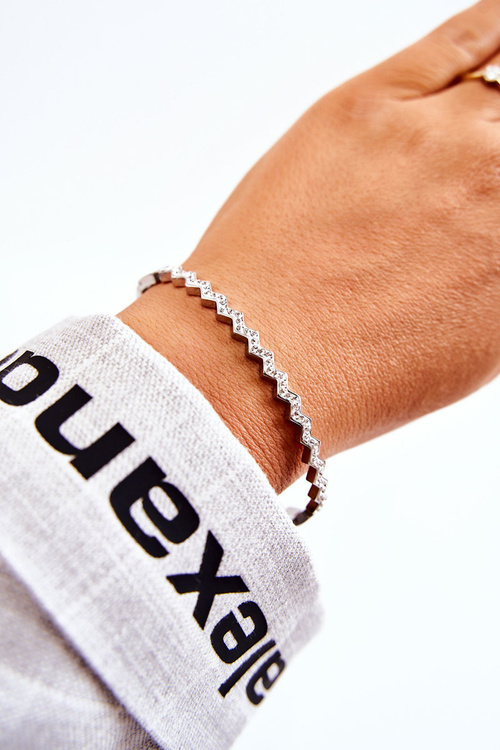 Women's Steel Bracelet with Zircons Silver Crown