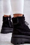 Suede Warm Lace-up Boots Black Elisabeth