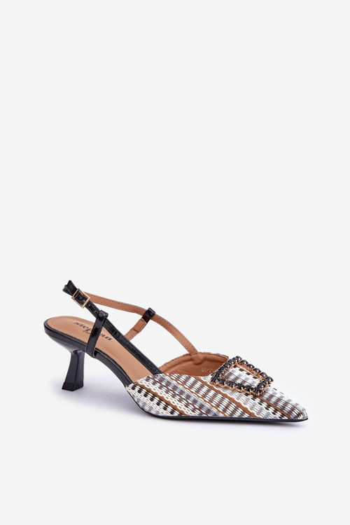 Stiletto Heels With Decoration And Open Heel Black Teminora