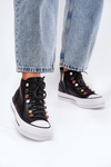 Leather High Top Sneakers Women GOE RR2N4101 Black
