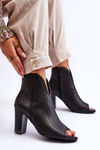 Openwork Leather Boots On A Heel Black Florina