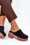 Women's Clogs Slides With Studs Eco Suede Black Ellason