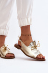 Zazoo 2898 Leather Flat Sandals Gold