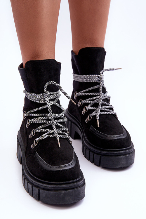 Women's Suede Lace-Up Boots Black Acorn
