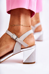 Leather Sandals On A Bar In Silver Corane