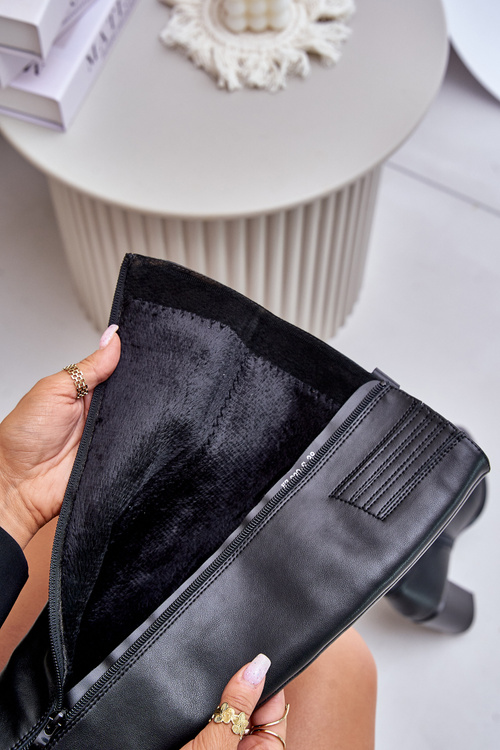 Kozaki Skóra Naturalna Obcas Słupek Ocieplane Czarne Sergio Leone KZ230-S