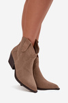 Slip-on Women's Cowboy Boots Made of Natural Suede Beige Beretta