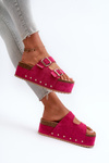 Women's Platform Sandals with Buckles Fuchsia Cremila