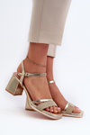 Women's High Heel Sandals with Shiny Gold Strap Tessata