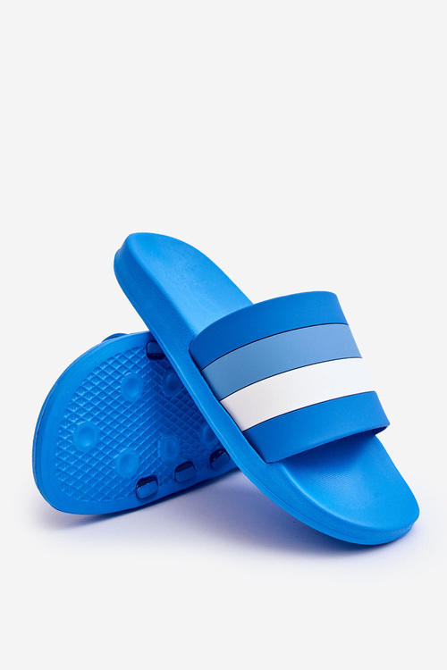 Men's Striped Slippers Blue Vision