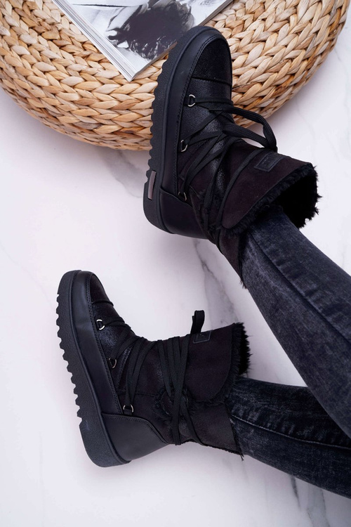 Women's Fleece Warmed Snow Boots Black Fereni