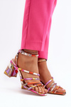 Patterned Sandals with Stiletto Heel Purple Jenglla