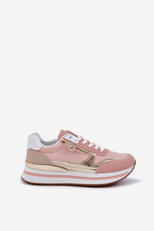 Women's Shiny Sports Shoes On Platform Pink Florefedi