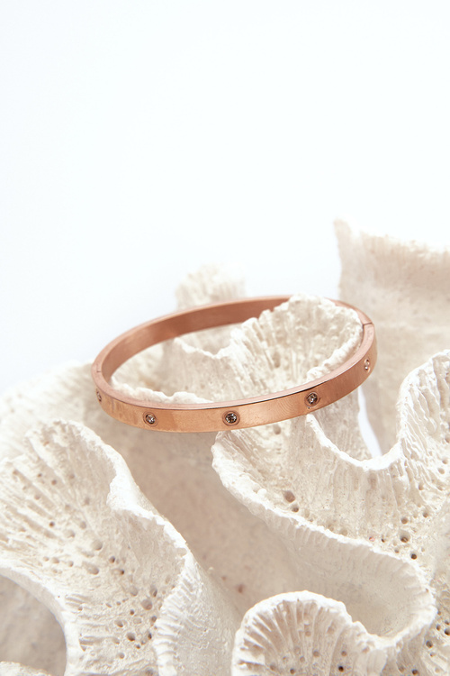 Bransoletka Stalowa Cyrkonie Różowe Złoto Lauren