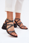 Leather Women's Sandals With Straps On A Heel Maciejka 06969-01 Black