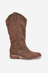Cowboy Boots Low Heel Made Of Eco Suede Dark Beige Cherrie