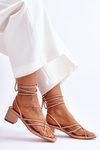 Tied Sandals With High Heels Beige Secret Love
