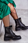 Warm Leather Boots With Decoration Black Blandi
