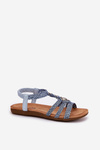 Women's Flat Sandals With Woven Straps Blue Artiker 56C1325