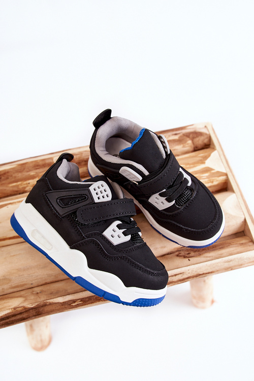 Children's Leather Sports Shoes Black and navy blue Marisa