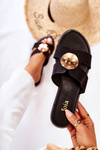 Comfortable Women's Slippers With Ornament Black Leila