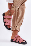 Women's Material Slippers With Velcro Pink Lamirose