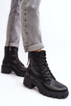 Women's Padded Ankle Boots Workery With Zip Black Evrarda
