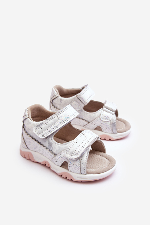 Sandałki Dziecięce Wygodne Rzepy Białe Alaska 23DZ23-5924