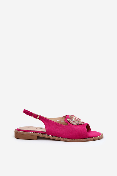 Women's sandals with decorative heart S.Barski KV27-018 fuchsia