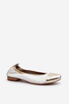 Zazoo 2890 Leather Ballerina White-Gold