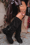 Women's Boots With Wrinkled Shaft And Buckle Black Ophelis