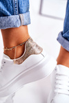 Damskie Sportowe Buty Sneakersy Z Muchą Białe Złote Amour