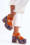 Leather Heels Sandals Maciejka 06089-18 Orange