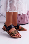 Women's Sandals Maciejka Leather Leopard Black IT001-03