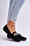 Women's Suede Loafers With Crystals navy blue Lucille