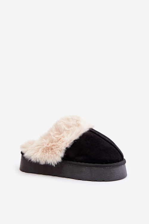 Women's Snow Slippers With Thick Sole And Fur Black Doriola