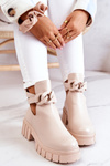 Leather Booties With A Cut Beige Karen