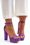 Comfortable suede sandals with high stiletto heels in purple Essence