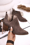 Women's Boots With A Cut On Block Heel Suede Brown Lawrence