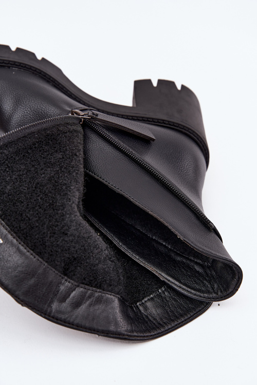 Women's Ankle Boots With Thick Heel With Double Zipper Vinceza 58605 Black