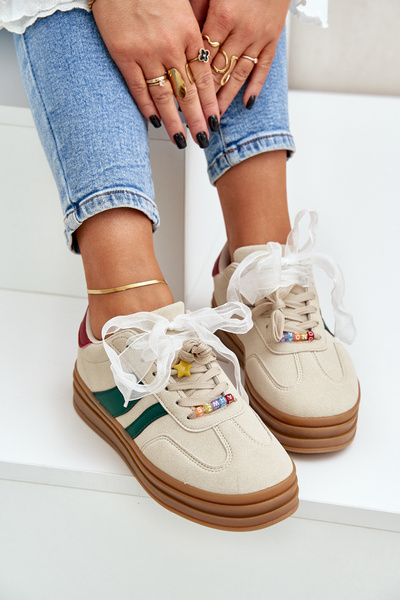 Damskie Sneakersy Z Przypinkami Beżowe Jariana