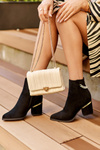 Leather Ankle Boots With Jewelry Embellishment Black Jadirel
