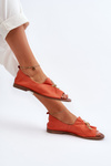 Zazoo 2660 Women's Leather Ballerina Flats Orange
