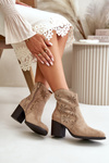 Boots With Perforated Shaft On Heel Eco Suede Beige Nevishiia