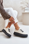 Damskie Buty Sportowe Platforma Skóra Naturalna 41470 Vinceza Beżowe