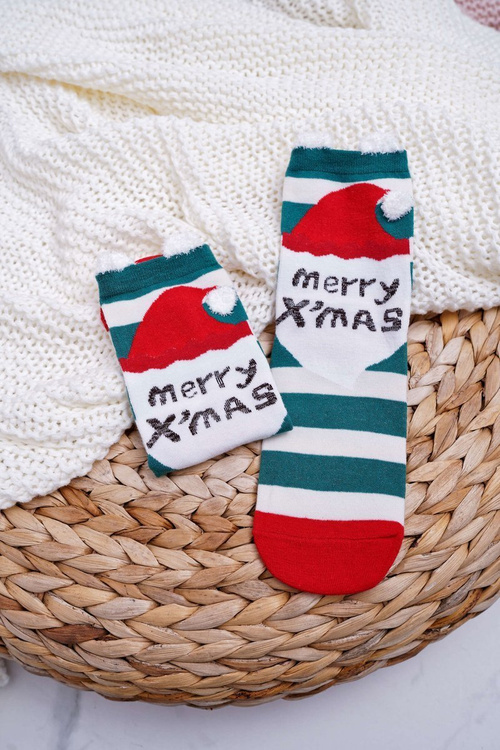 Women's Christmas Socks With Ears With Stripes Merry X'mas