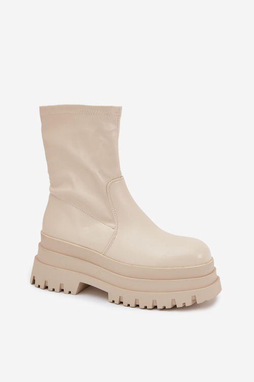 Boots On Massive Platform Eco Leather Beige Kylira