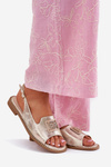 Elegant Women's Sandals On Flat Heel With Decoration S.Barski KV51-082 Golden